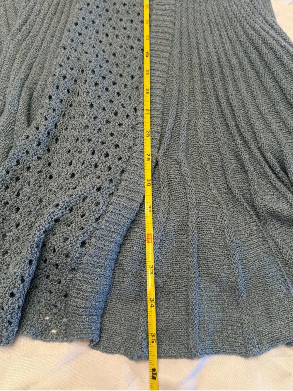 Open-Front Blue Knit Women's Sweater Cardigan